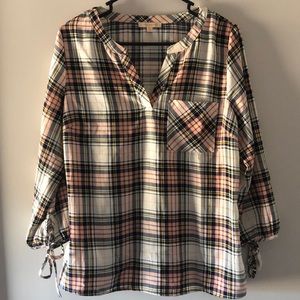 Pink Plaid Blouse